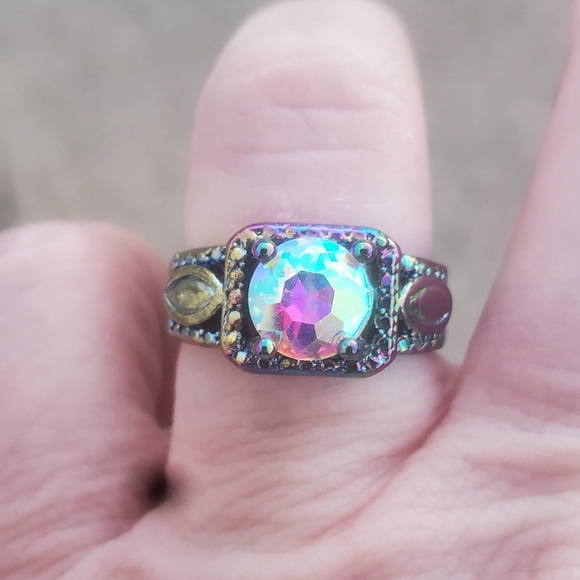 New Aurora Borealis Rainbow Hematite Ring. - Picture 11 of 13